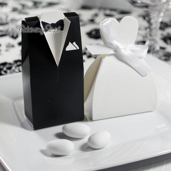 podziękowania dla gości, pudełeczka symbolizujące Pannę i Pana Młodego, akcesoria ślubne, fajne pomysły na wesele