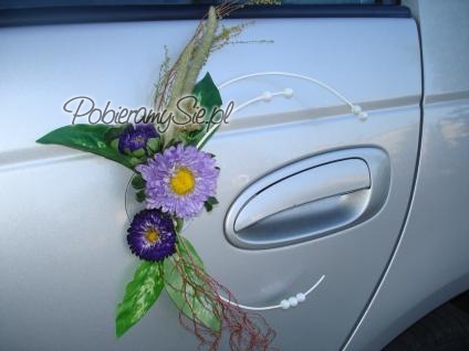 dekoracja samochodu do ślubu, dekoracja klamki