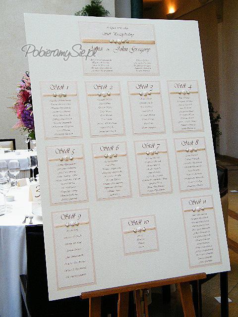 Plan stołów, tablica usadzenia gości