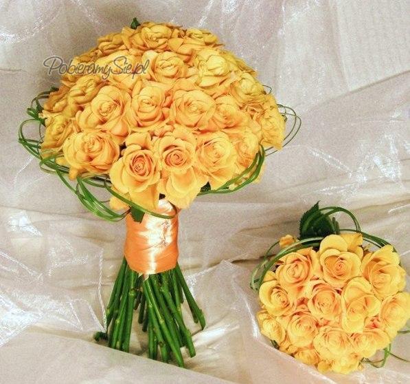 Bukiet ślubny, żółty, róże