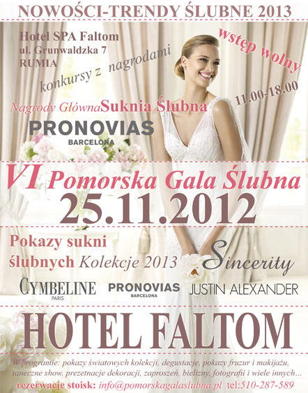 VI Pomorska Gala Ślubna 25 listopada Hotel Faltom