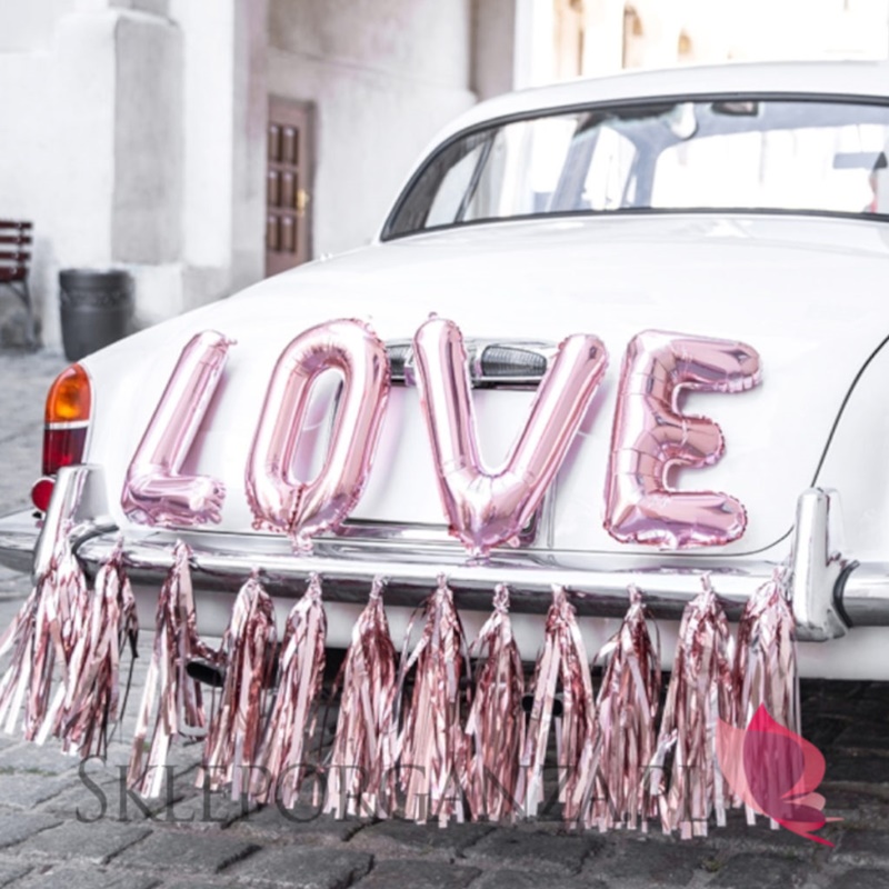 Dekoracje na auto ślubne - Balony foliowe LOVE